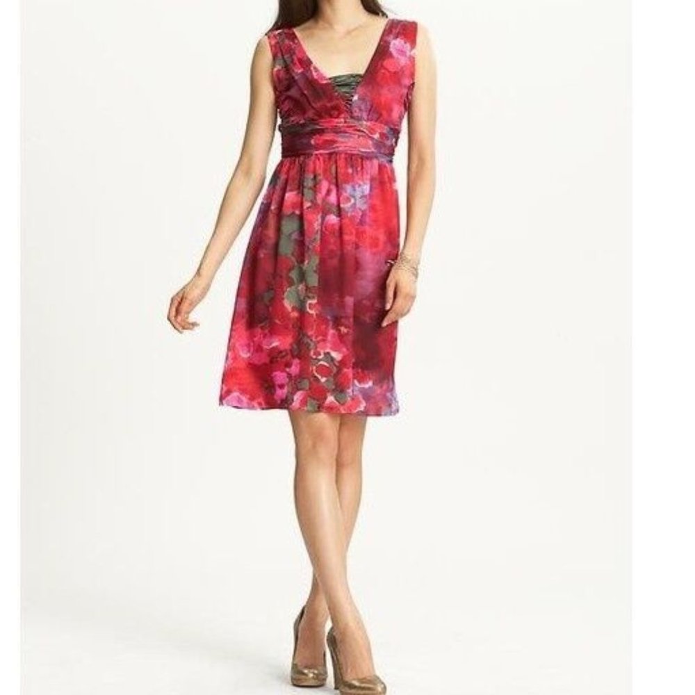 Banana Republic Silk Floral Watercolor Dress 2P